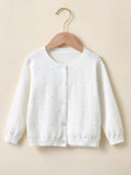 Girls Charming Beaded Solid Knit Cardigan - Soft Cotton, Cozy Button Down, Thin & Versatile for All Seasons