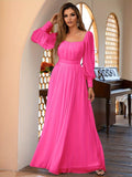 Chic Maxi Dress with Cinched Waist - Long Sleeve Elegance - Versatile for Formal & Casual Occasions - Array of Vibrant Colors