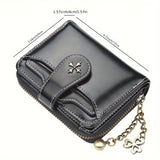 Black Retro Style Short Wallet, Classic Minimalist Clutch Coin Purse, Versatile Credit Card Holder