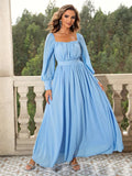 Chic Maxi Dress with Cinched Waist - Long Sleeve Elegance - Versatile for Formal & Casual Occasions - Array of Vibrant Colors