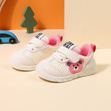 Cute Embroidered Low Top Baby Boy Shoes - Breathable, Lightweight, Hook and Loop Fastener, Cartoon Patterned - Perfect for Casual Daily Wear in All Seasons