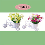 Charming 2pcs Artificial Daisy Bike Decor Set - Perfect for Home, Wedding, Office & Cafe - Includes Container, Ideal for DIY Projects, Valentine's, Birthday, Christmas & Mother's Day