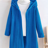 Cozy Rib-Knit Hooded Cardigan for Girls - Soft, Open Front, Spring and Fall Essential - Perfect Gift for Little Ones