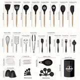 43pcs/set, Silicone Cooking Utensils Set, Non-Stick Heat Resistant Kitchen Utensils Spatula Set With Wooden Handle For Baking, Cooking, And Mixing, Best Kitchen Gadgets Tools With Holder, Kitchen Stuff