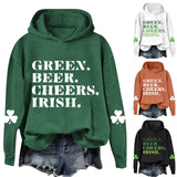 Women's Hoodies Sweatshirts 3.17 Happy St. Patricks Day Hoodies Long sleeved Womens Sweatshirt Irish Festival Clover Print Pullers Tops y240711