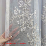 1pc Double Layer Embroidery Curtain With Lace Grommet Top Semi-Blackout Cloth Window Drapes Curtains For Bedroom Living Room Sliding Door Home Decor