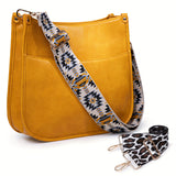 Viva Chic Vegan Leather Crossbody Bag for Women - 2 Adjustable Guitar Straps, Zipper Closure, Polyester Lining, Solid Color Pattern, Casual Style, Faux Leather Material