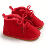 Adorable Baby Girls Soft Warm Furry Boots - Premium Lace-Up Design for Indoor/Outdoor Play - Cozy Winter Wear, Perfect for Autumn & Winter - Stylish and Versatile