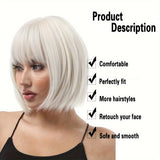 Chic 130% Density Blonde Bob Wig with Bangs for Women: Realistic Scalp, Comfort Rose Net Cap, Ideal for Daily and Party Use