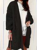 Cozy Plus Size Knit Cardigan - Comfy Cable Pattern with Pockets, Long Sleeve, Open Front - Ideal for Everyday Wear