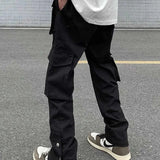 Men's Pants Y2K Black Streetwear Casual Techwear Korean Cargo Pants Men Overalls Low Waist Joggers Trousers Alt Baggy Sweatpants Clothes 230303