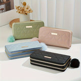 Fashion Women's Purse , Elegant Long Wallet With Double Zipper, Large Capacity Clutch Coin Bag