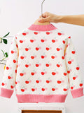 Adorable Girls Pearl Button Bow Knitted Sweater Cardigan - Soft, Cozy & Fashionable for Your Little Princess!