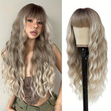 Lady Wig With Bangs, 26 Inch Long Wig Lady, Sand Blonde Wavy Wig, Heat Resistant Synthetic Wig, Suitable For Everyday Party Use
