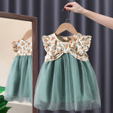 Adorable Girls Floral Print Tulle Dress with Delicate Ruffles - Fashionable & Comfortable for Spring & Summer - Soft Cotton Blend, Perfect for Little Princesses Everyday Wear