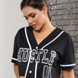 Baseball Jersey for Woman - V-Neck Printing Short Crop Tops Button Casual Softball Shirt Activewear Tee Versatile & Comfy for Spring to Summer