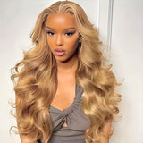 #27 Honey Blonde 13x4 HD Lace Front Wigs Human Hair 30 Inch Body Wave Lace Frontal Colored Human Hair Wigs 180% Density