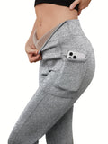 Cozy High Waist Fleece-Lined Leggings - Women's Snug-Fit Skinny Thermal Pants, Perfect for Chilly Fall & Winter Seasons, Fashionable and Comfortable Clothing.