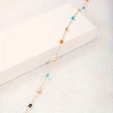 Korean Style Colorful Square Bead Necklace Simple Short Single Layer Necklace Collar Clavicle Chain For Women