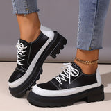 Vibrant Women's Colorblock Platform Sneakers - Round Toe, Lace Up, Low Top, Versatile, Comfortable, Breathable, Fashionable Loafers for Casual Daily Wear