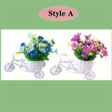 Charming 2pcs Artificial Daisy Bike Decor Set - Perfect for Home, Wedding, Office & Cafe - Includes Container, Ideal for DIY Projects, Valentine's, Birthday, Christmas & Mother's Day