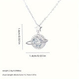 Elegant & Luxurious Planet & Star Pendant Necklace, Titanium Steel With Dazzling Zircon, Cosmic Style Jewelry For Women