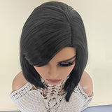 Synthetic Black Wigs Natural Black Straight Wigs With Bangs Shoulder Length Straight Hair Replacement Wig For Women Daily Wear