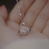 Elegant & Luxurious Planet & Star Pendant Necklace, Titanium Steel With Dazzling Zircon, Cosmic Style Jewelry For Women