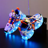 Fashion-Forward Luminous LED Sneakers for Boys - Rechargeable, Breathable & Anti-Slip - Durable Outdoor Walking, Running Shoes with Rotating Button Control - Perfect for All Seasons