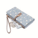 Long Style Wallet, Floral Print, Casual Zippered Folding Coin Purse, Multiple Card Slots, Clutch Handbag