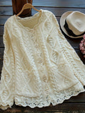 Plus Size Solid Cable Knit Button Front Cardigan, Elegant Scallop Hem Pocket Long Sleeve Knitted Cardigan, Women's Plus Size Clothing