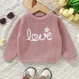 Cute Baby Woolen Top Sweater, Baby Letter Embroidered Letter Fashion Warm Pullover