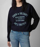 zadig et voltaire 23ss Designer Sweatshirt Fashion New Classic Letter Embroidery Pink Cotton Women Embroidered Pullover Jumper Sweater