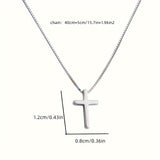 1pc Minimalist Style Silvery Cross Pendant Necklace, Exquisite Holiday Party Commemorative Gift