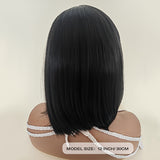 Synthetic Black Wigs Natural Black Straight Wigs With Bangs Shoulder Length Straight Hair Replacement Wig For Women Daily Wear