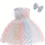 Baby Girls' 2pc Enchanting Floral Mesh Gown & Headband Set - Sleeveless - Ideal for Party Performances & Gifts