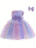 Baby Girls' 2pc Enchanting Floral Mesh Gown & Headband Set - Sleeveless - Ideal for Party Performances & Gifts