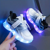 Luminous Girls LED Light Up Sneakers - Adjustable Hook & Loop Fastener, USB Charging, Assorted Colors, Stabilizing Support, Superfine Fiber Insole, Breathable PU Upper, TPR Sole, Perfect for Casual Running and Going Out in Fall, Spring, Summer