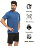 Five-piece Set Men's Loose Sports Quick Drying Short Sleeve Top, Mesh Breathable Exercise Fitness T-shirt