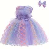 Baby Girls' 2pc Enchanting Floral Mesh Gown & Headband Set - Sleeveless - Ideal for Party Performances & Gifts