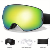 Anti-Fog Ski Goggles with Protection, Interchangeable Lens & Carrying Bag - Perfect for Snowboarding, Skating & Outdoor Adventures