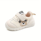 Cute Embroidered Low Top Baby Boy Shoes - Breathable, Lightweight, Hook and Loop Fastener, Cartoon Patterned - Perfect for Casual Daily Wear in All Seasons