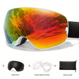 Anti-Fog Ski Goggles with Protection, Interchangeable Lens & Carrying Bag - Perfect for Snowboarding, Skating & Outdoor Adventures