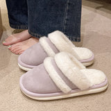 autumn And Winter Fur Slippers Fuzzy Shoes Home Furry Flat Sandals Female Soft Fluffy Flip Flop F7mq#