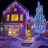 Christmas Lights Outdoor Icicle Lights Snowfall Meteor Shower Rain Light Christmas LED Decoration Falling Drop String Light 8 Tubes 288 LEDs