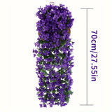 2pcs Artificial Flower Violet Simulation Flower Vines, Outdoor Home Decoration, Wall Hanging Decoration, Wedding Faux Flower Rattan, Plastic Hanging Basket, Home Decor, Room Decor