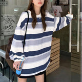 Vibrant Striped Chic Sweatshirt - Soft, Cozy, Long Sleeve Pullover for Daily Wear, Casual Street Style Fashion, Women's Comfortable Clothing for Everyday Life