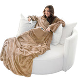 1pc Luxurious Oversized Wearable Blanket with Cozy Sleeves and Handy Pockets - Super Soft, Warm Snuggle Comfort for Home, Office, and Travel Use