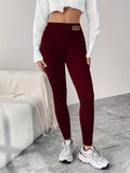 Women's High-Waist Fleece-Lined Leggings - Slimming, Stretchy & Warm for Winter, Solid Color with Pockets