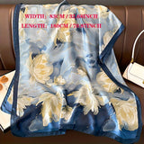 Blue Blossom Paradise Scarf - Luxurious Satin Silk Feel, Wind-Resistant & Sun-Protective, Perfect Beach Companion for Women